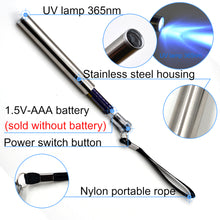 Load image into Gallery viewer, Stainless Steel Portable UV Flashlight